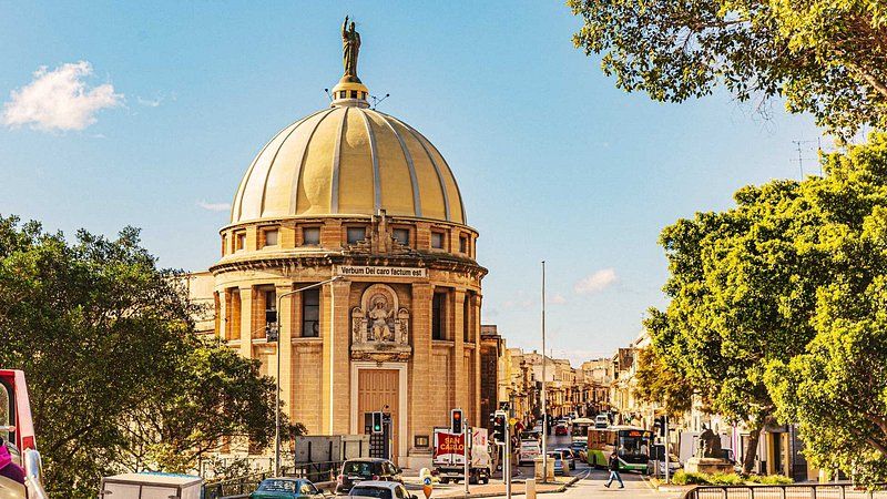 The dome of the Church of Our Lady of Mount Carmel in Valletta, Malta